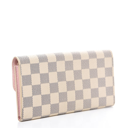 Louis Vuitton Damier Azur Emilie Wallet Rose Ballerine 2 of 8