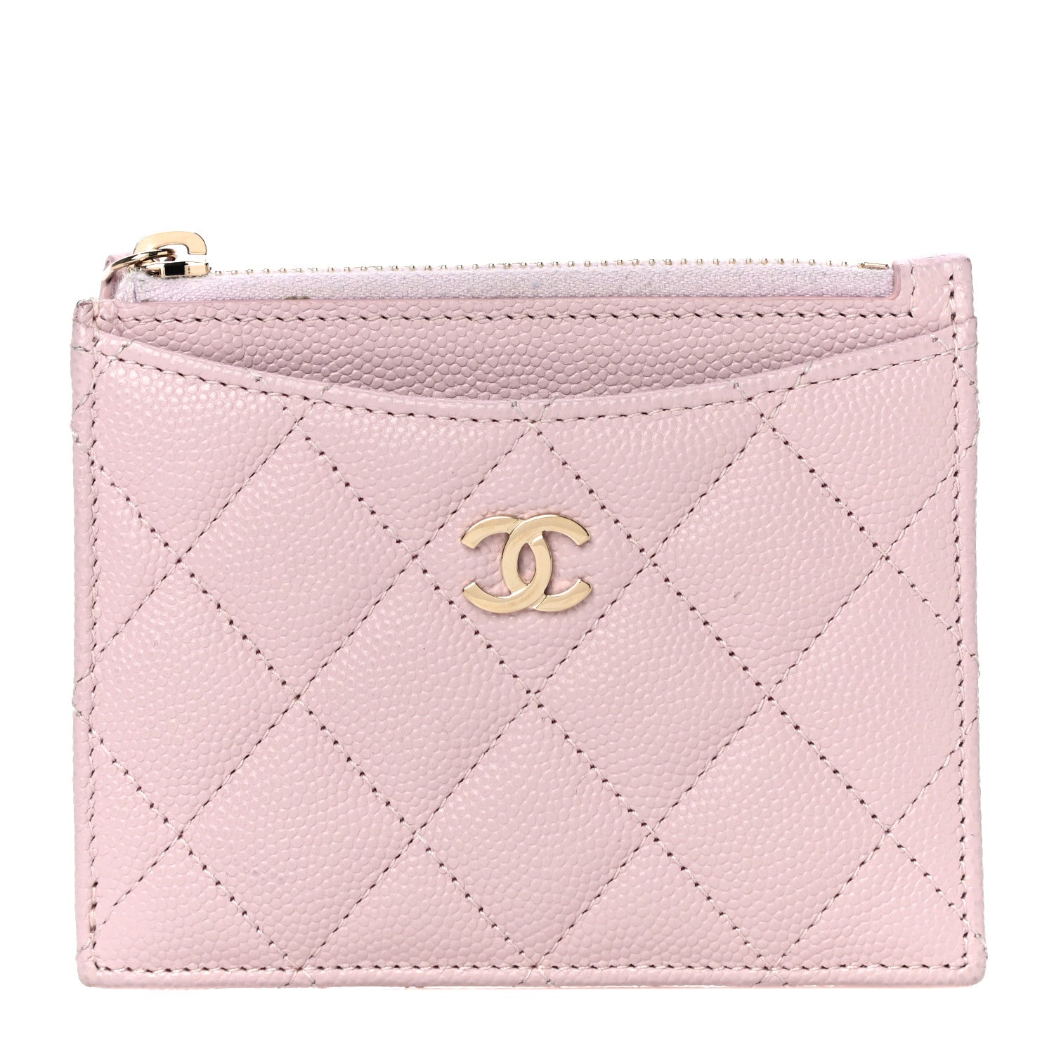 Chanel Caviar Quilted CC Zip Card Holder Light Pink 1 of 14