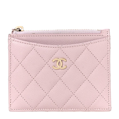 Chanel Caviar Quilted CC Zip Card Holder Light Pink 1 of 14