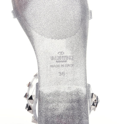 Valentino Garavani PVC Jelly Glitter Rockstud Caged Sandals 36 SIlver 8 of 8