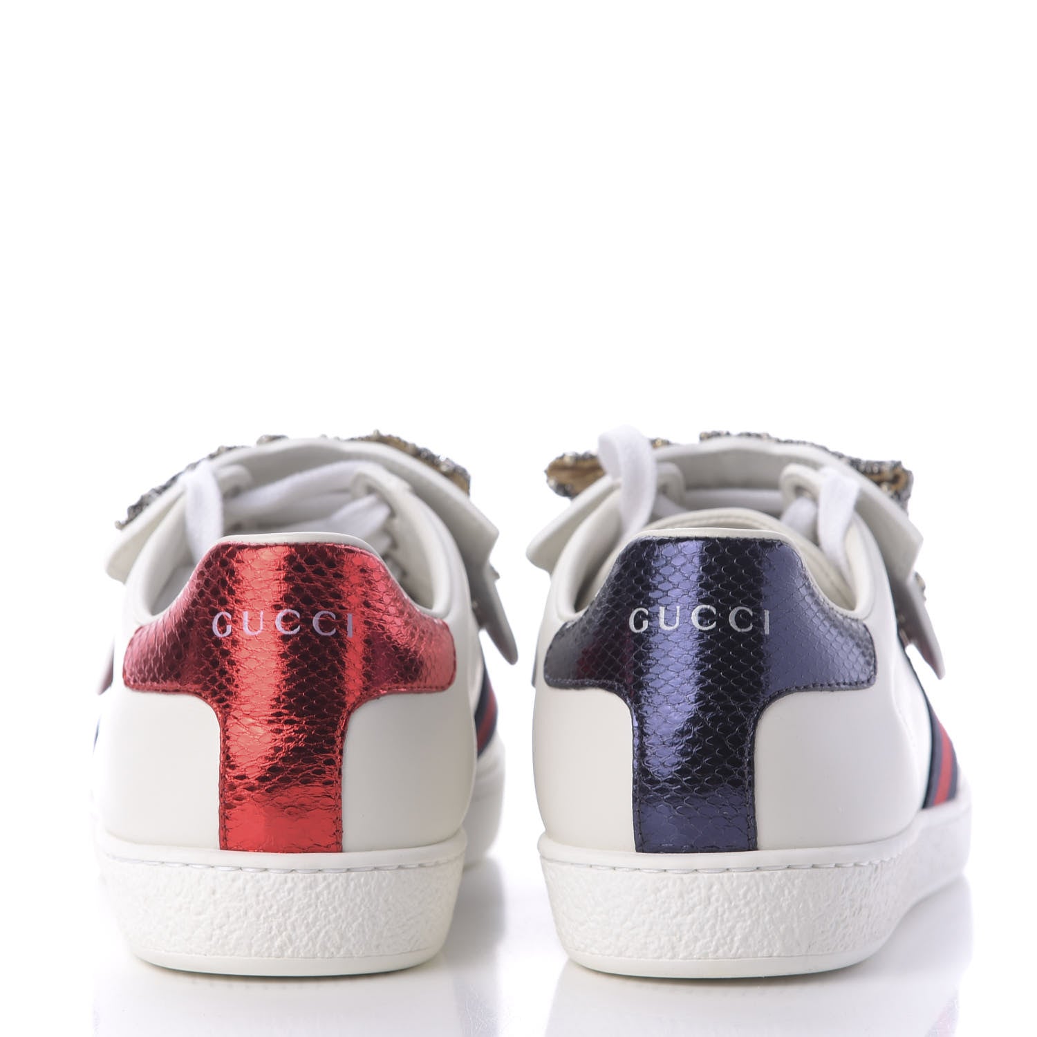 Gucci Calfskin Ayers Web Womens Ace Bow Lace Sneakers 38 White 5 of 10