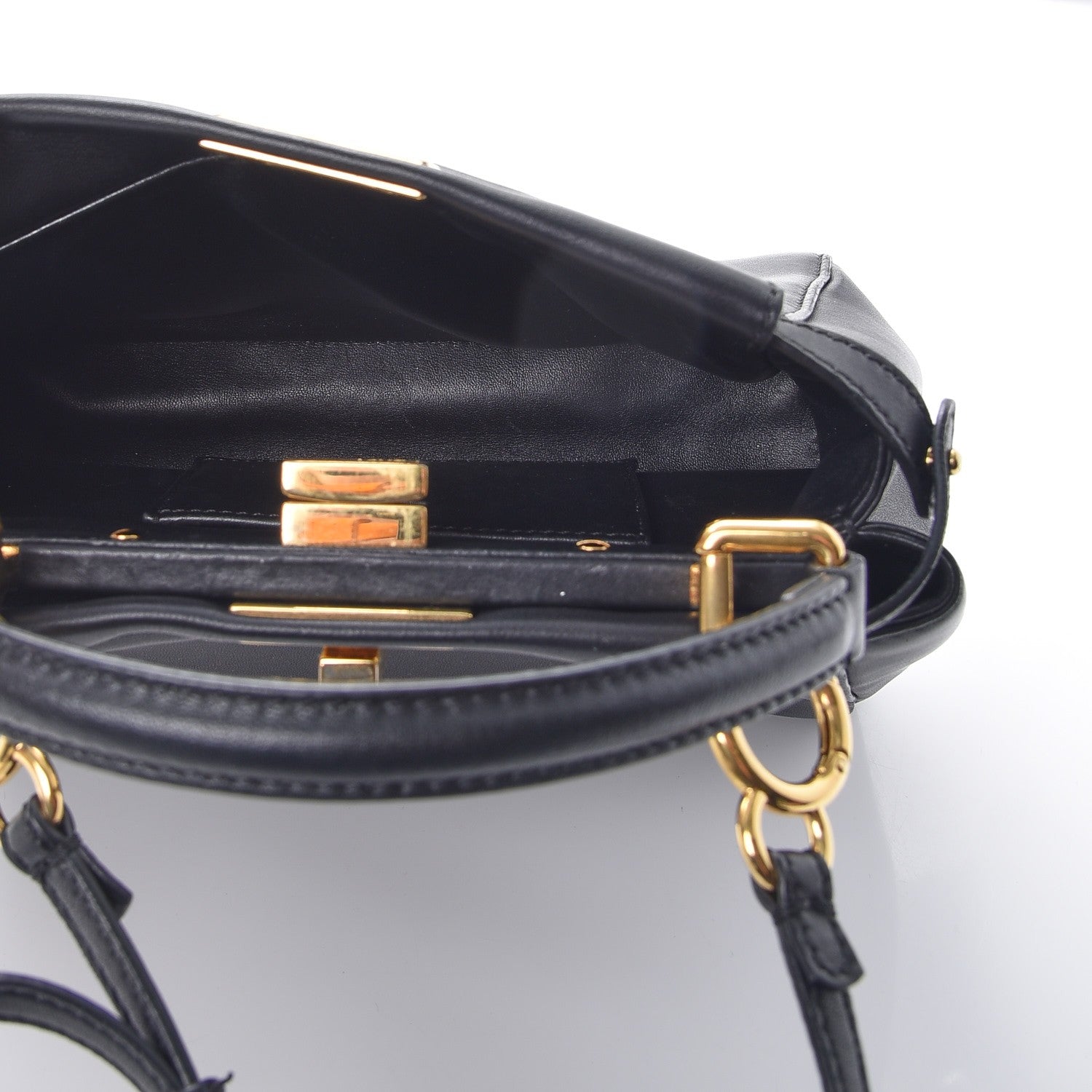 Fendi Nappa Mini Peekaboo Iconic Satchel Black 5 of 9