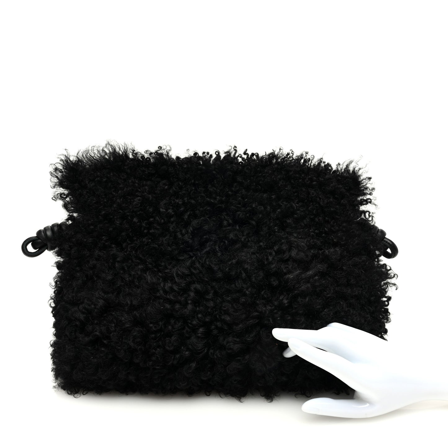 Nappa Shearling Flamenco Knot Clutch Black