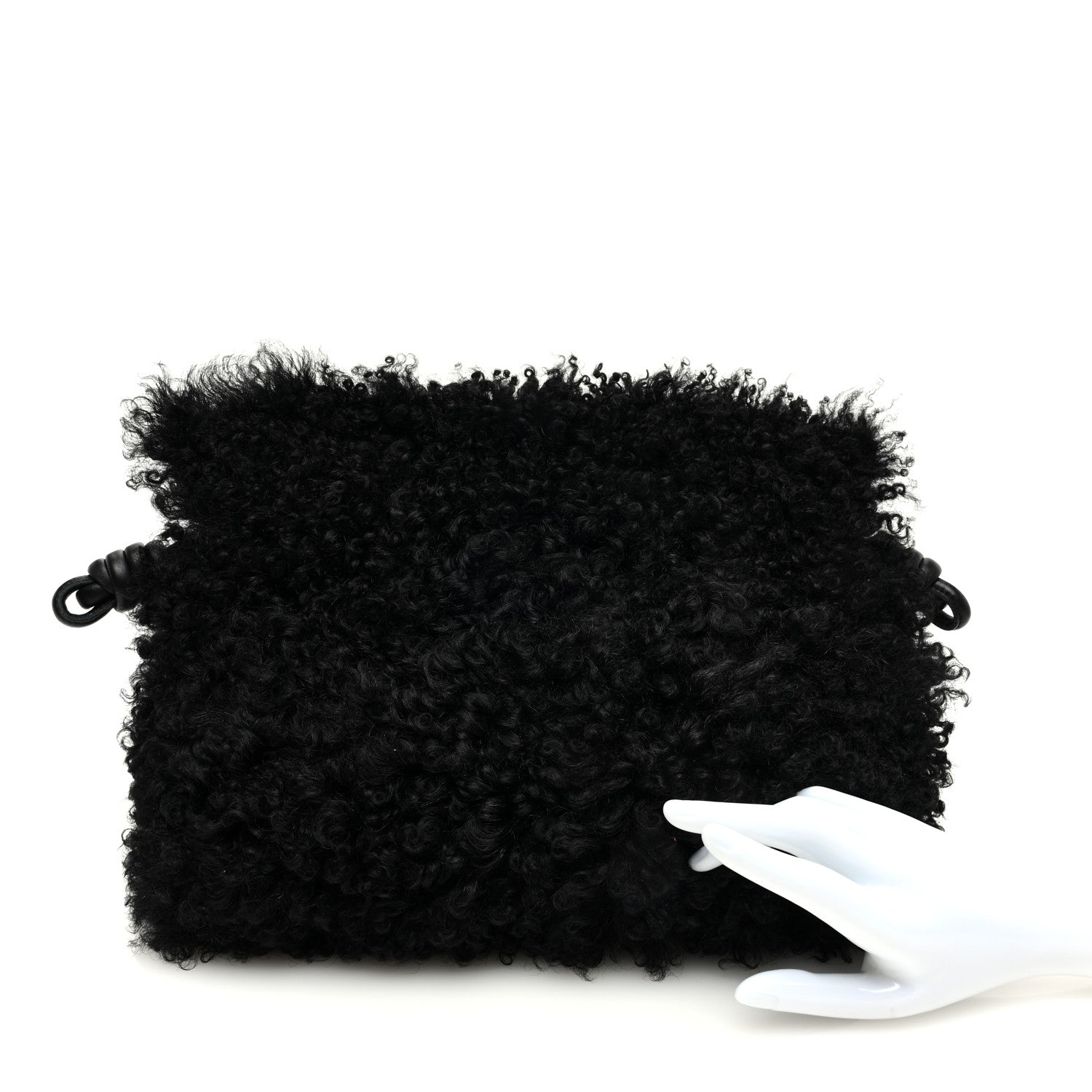 Loewe Nappa Shearling Flamenco Knot Clutch Black 2 of 6