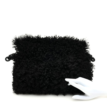 Loewe Nappa Shearling Flamenco Knot Clutch Black 2 of 6