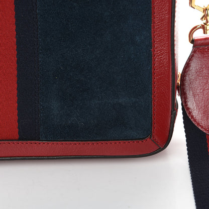 Gucci Suede Calfskin Web Small Ophidia Top Handle Shoulder Bag New Blue Romantic Cherry 16 of 16