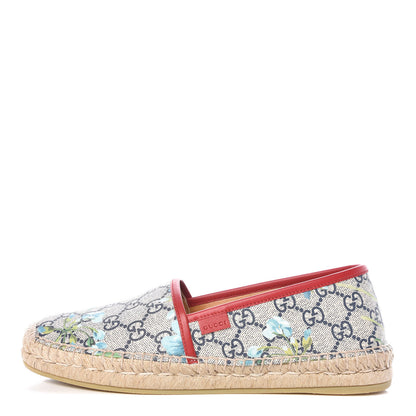 Gucci GG Supreme Monogram Blooms Espadrilles 38 Beige Blue Navy Hibiscus Red 1 of 10