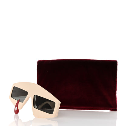Gucci Acetate Crystal Hollywood Forever Tear Drop Sunglasses GG0359S Ivory 8 of 8