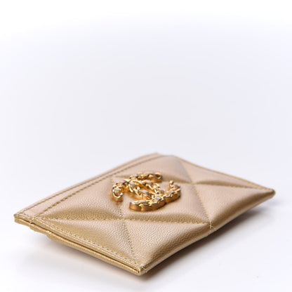 Chanel Metallic Goatskin Quilted Chanel 19 Card Holder Gold 3 of 10