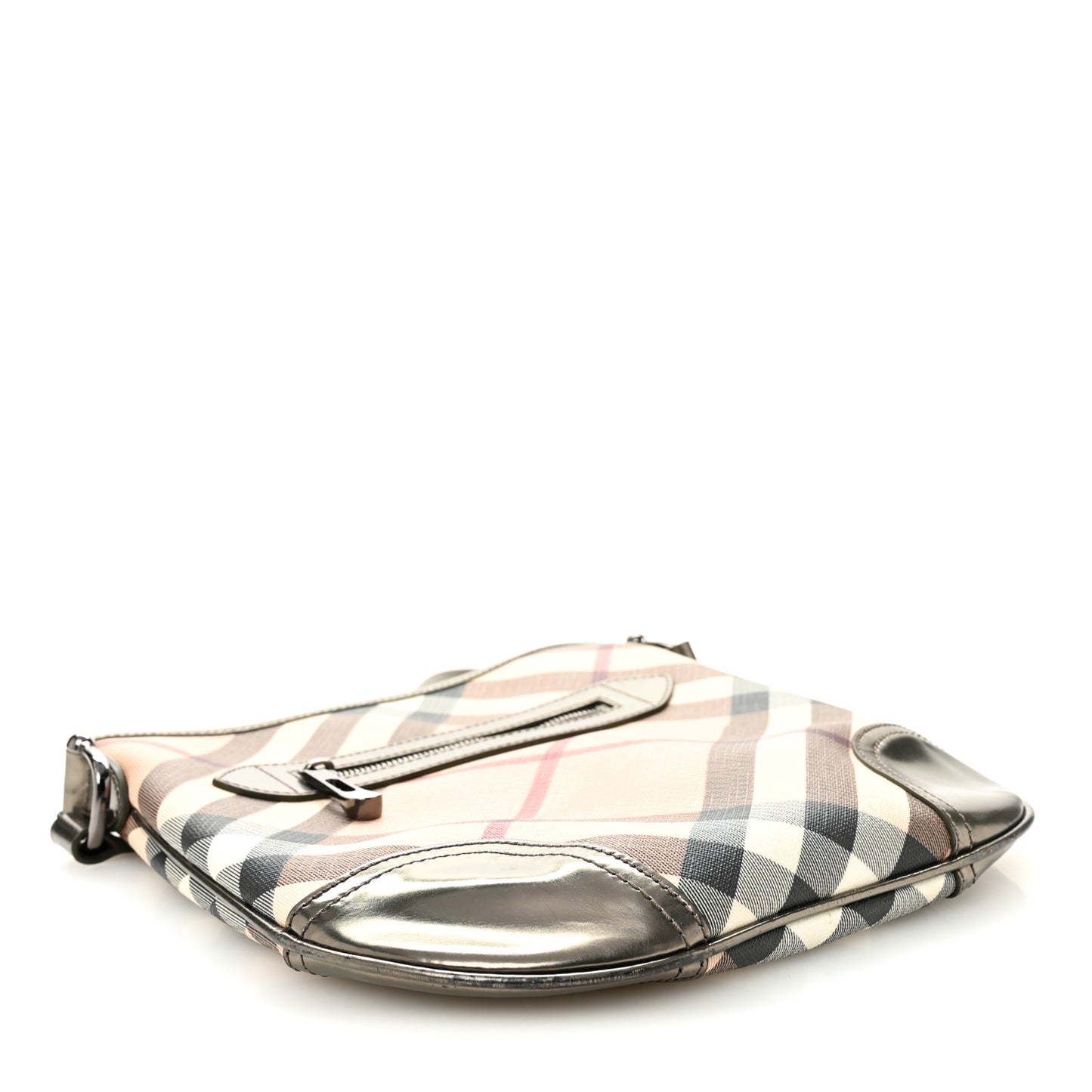 Patent Nova Check Dryden Crossbody Bag Pewter