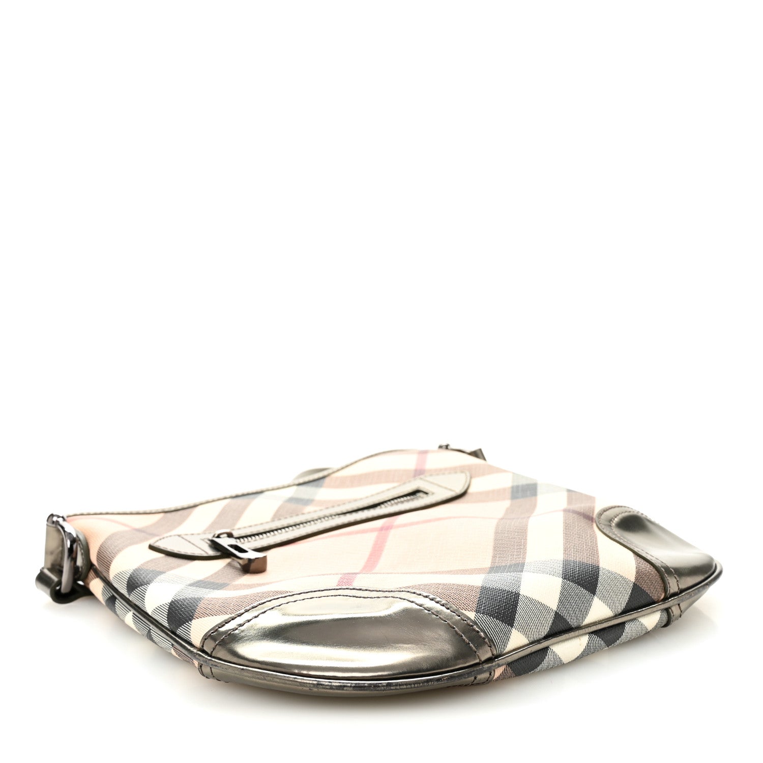 Burberry Patent Nova Check Dryden Crossbody Bag Pewter 4 of 11