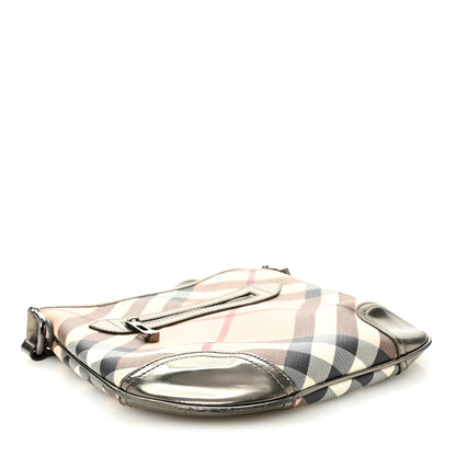 Burberry Patent Nova Check Dryden Crossbody Bag Pewter 4 of 11