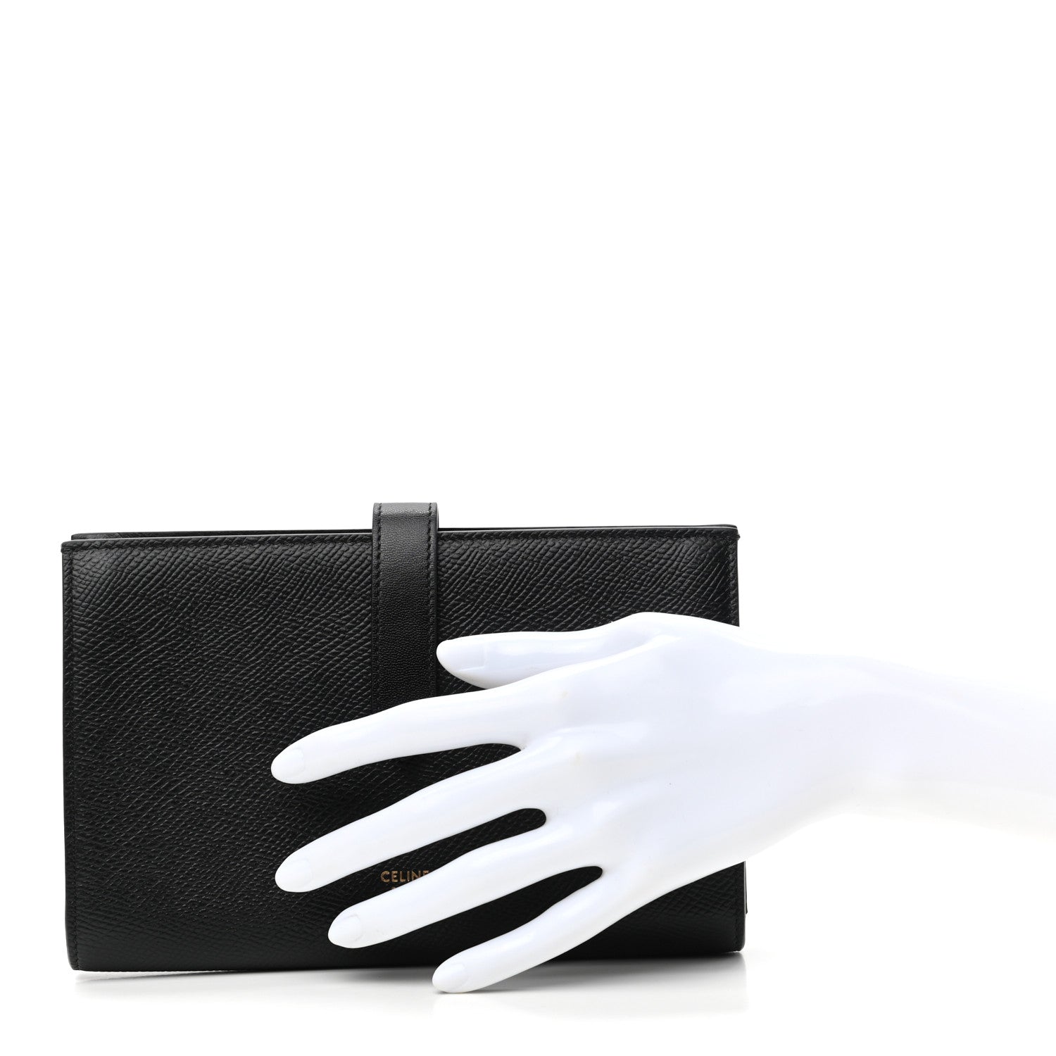 Celine Grained Calfskin Large Multifunction Strap Wallet Black 2 of 9