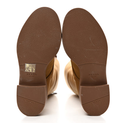 Prada Re-Nylon Spazzolato Rois Metal Triangle Logo Tall 50mm Combat Boots 35 Tobacco Brown 5 of 8