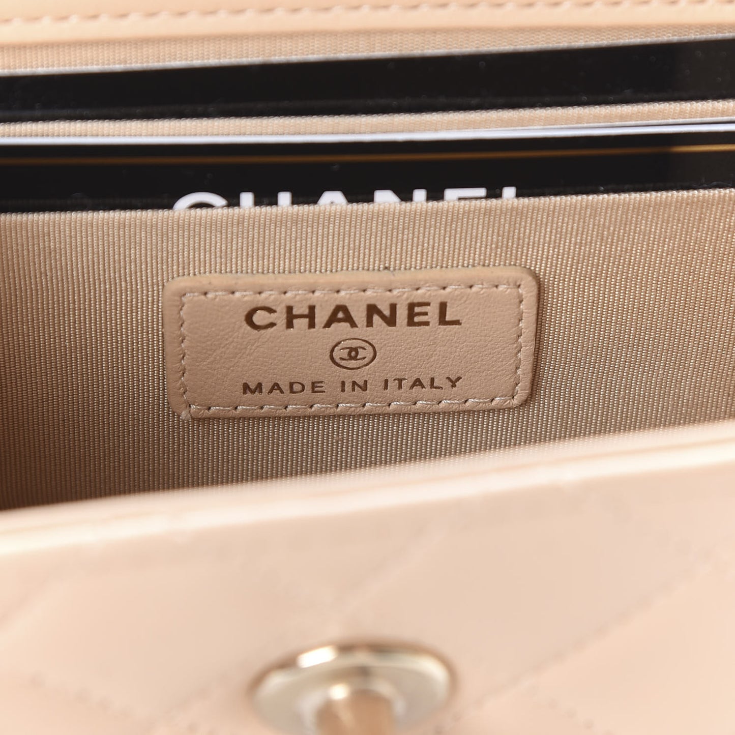 Lambskin Quilted Mini Trendy CC Clutch With Chain Beige