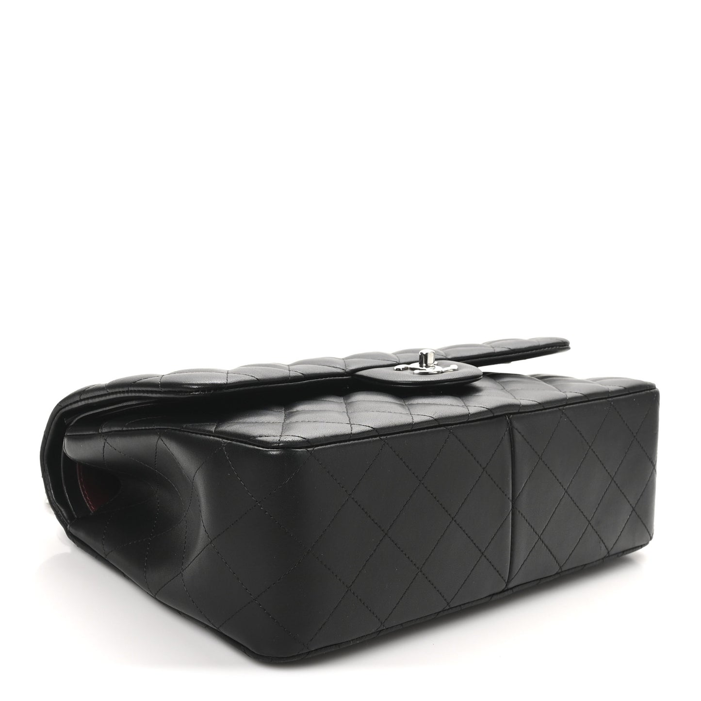 Lambskin Quilted Jumbo Double Flap Black