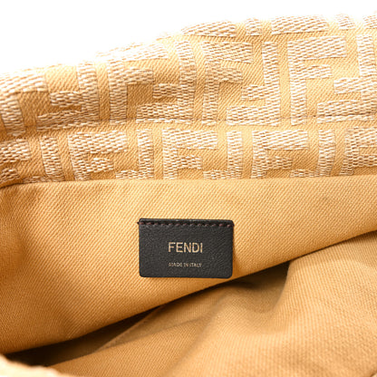 Fendi Fabric Jacquard Raffia Straw Fringe Medium Mamma Baguette Beige 6 of 10
