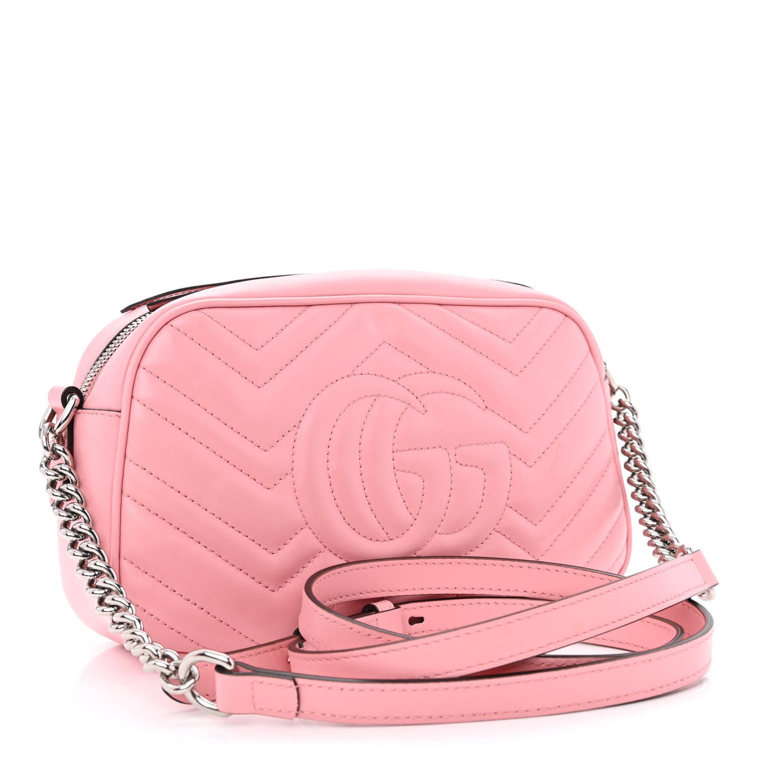 Gucci Calfskin Matelasse Small GG Marmont Chain Shoulder Bag Wild Rose 3 of 11