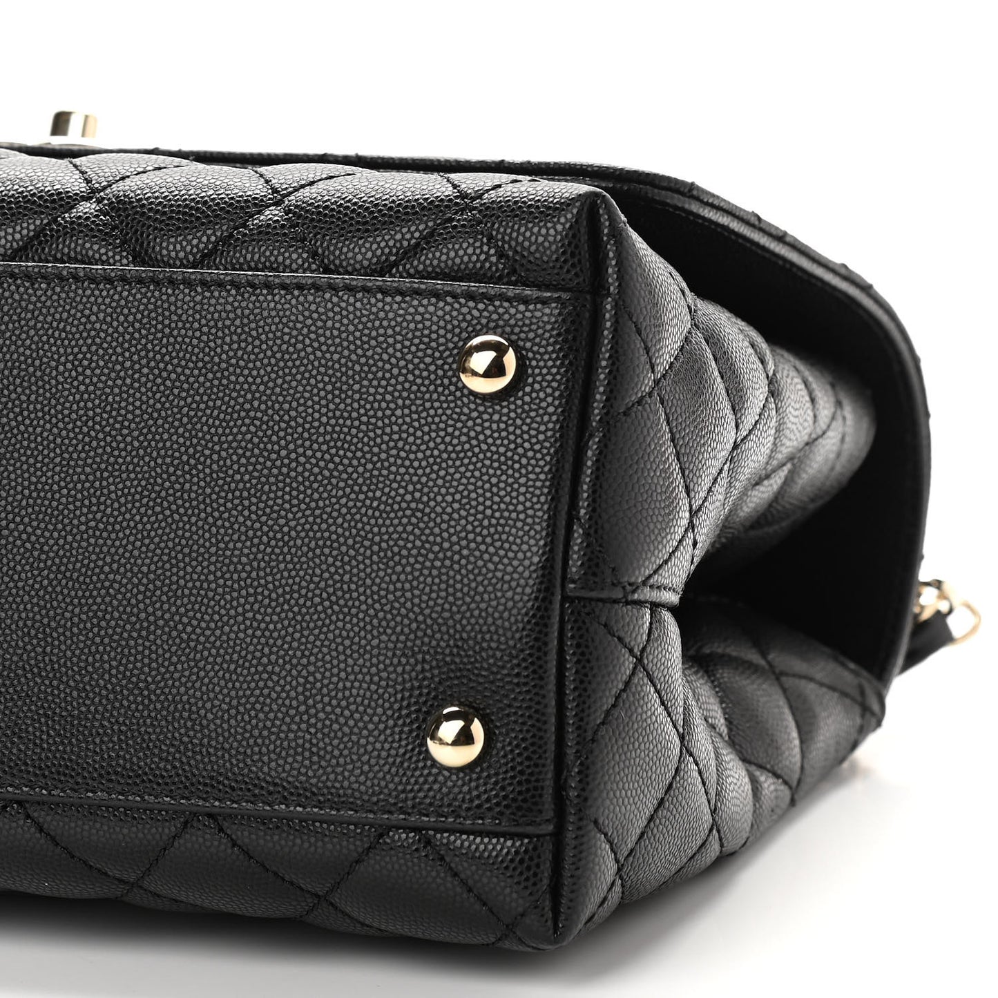 Caviar Quilted Small Coco Handle Flap Black