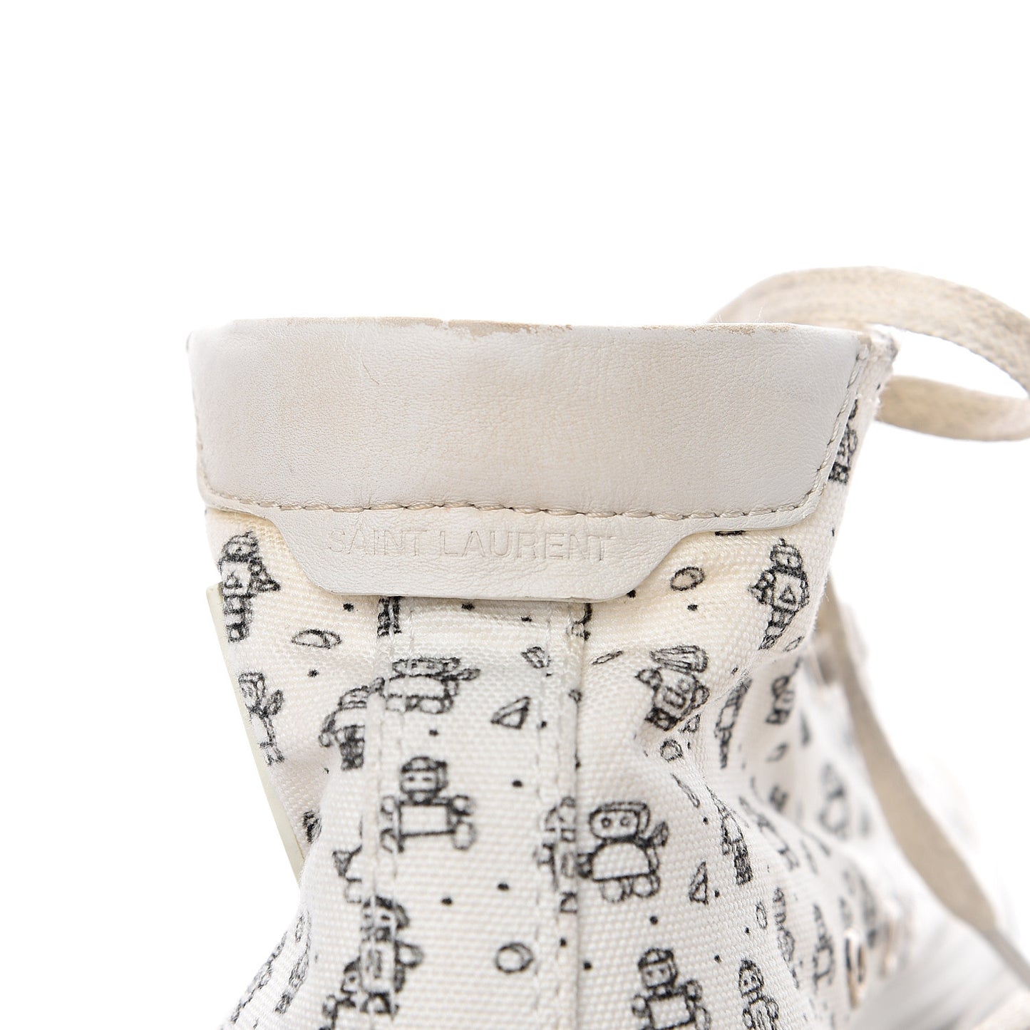 Canvas Mini Robot Print Bedford Hightop Sneakers 36.5 Cream