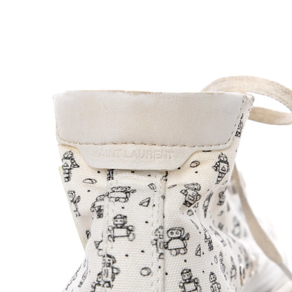 Saint Laurent Canvas Mini Robot Print Bedford Hightop Sneakers 36.5 Cream 9 of 11