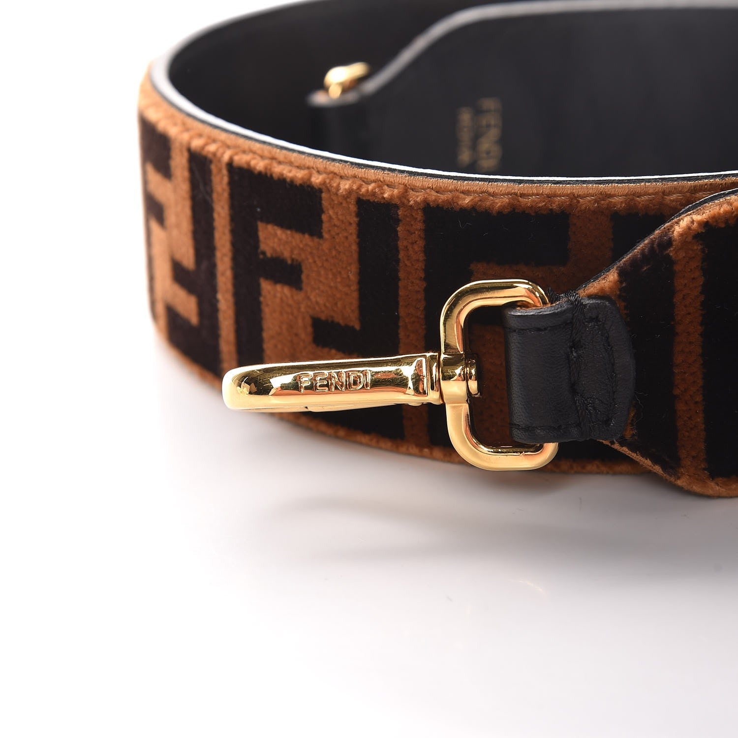Fendi Velvet Tapestry FF Strap You Tobacco 3 of 5