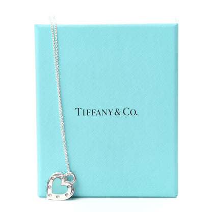 Tiffany Sterling Silver Enamel Return to Love Heart Necklace Blue 7 of 7