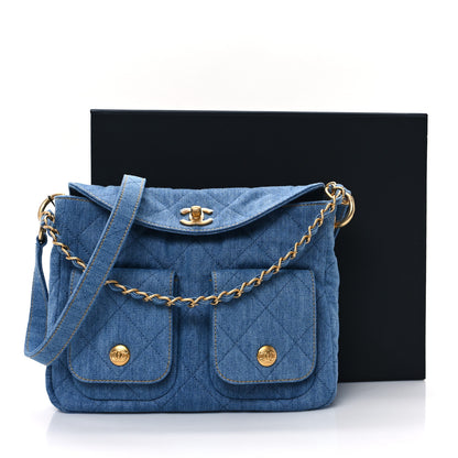 Chanel Denim Quilted Small Supple Twins Hobo Bag Blue 11 of 11