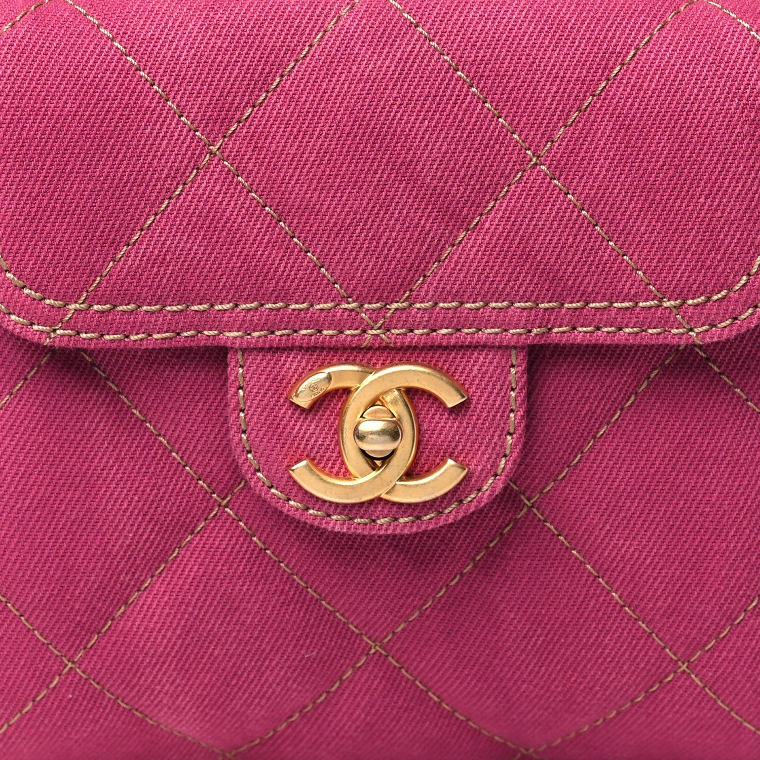 Chanel Washed Denim Quilted Bowling Bag Fuchsia 8 of 10