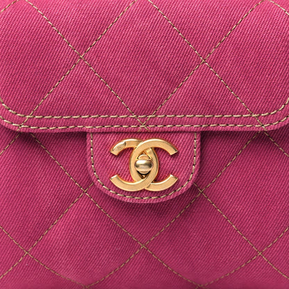Chanel Washed Denim Quilted Bowling Bag Fuchsia 8 of 10