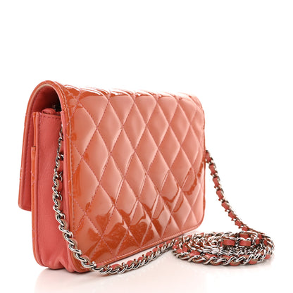 Chanel Patent Quilted Wallet On Chain WOC Coral 3 of 16