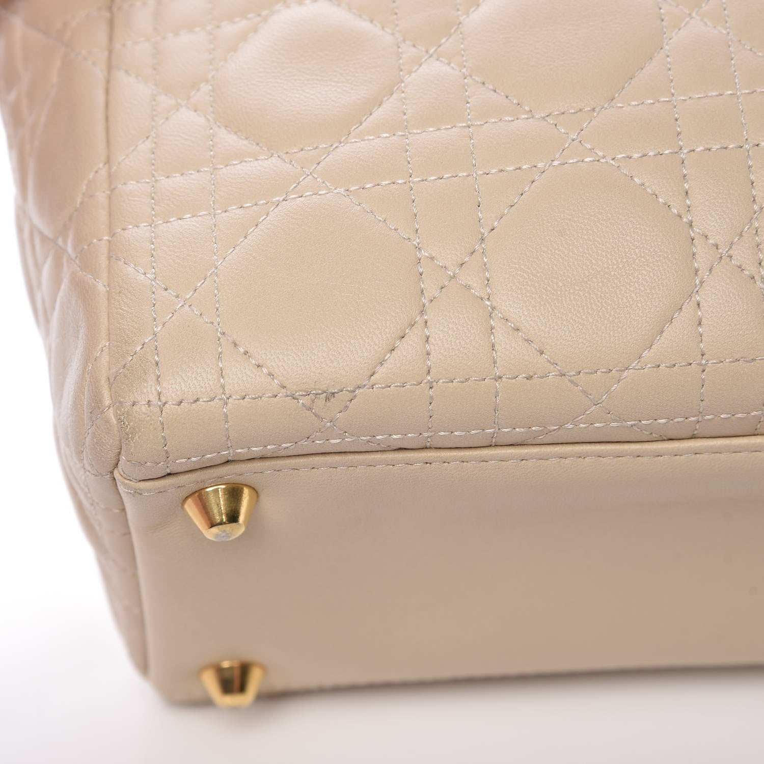Christian Dior Lambskin Cannage Large Lady Dior Beige 13 of 16