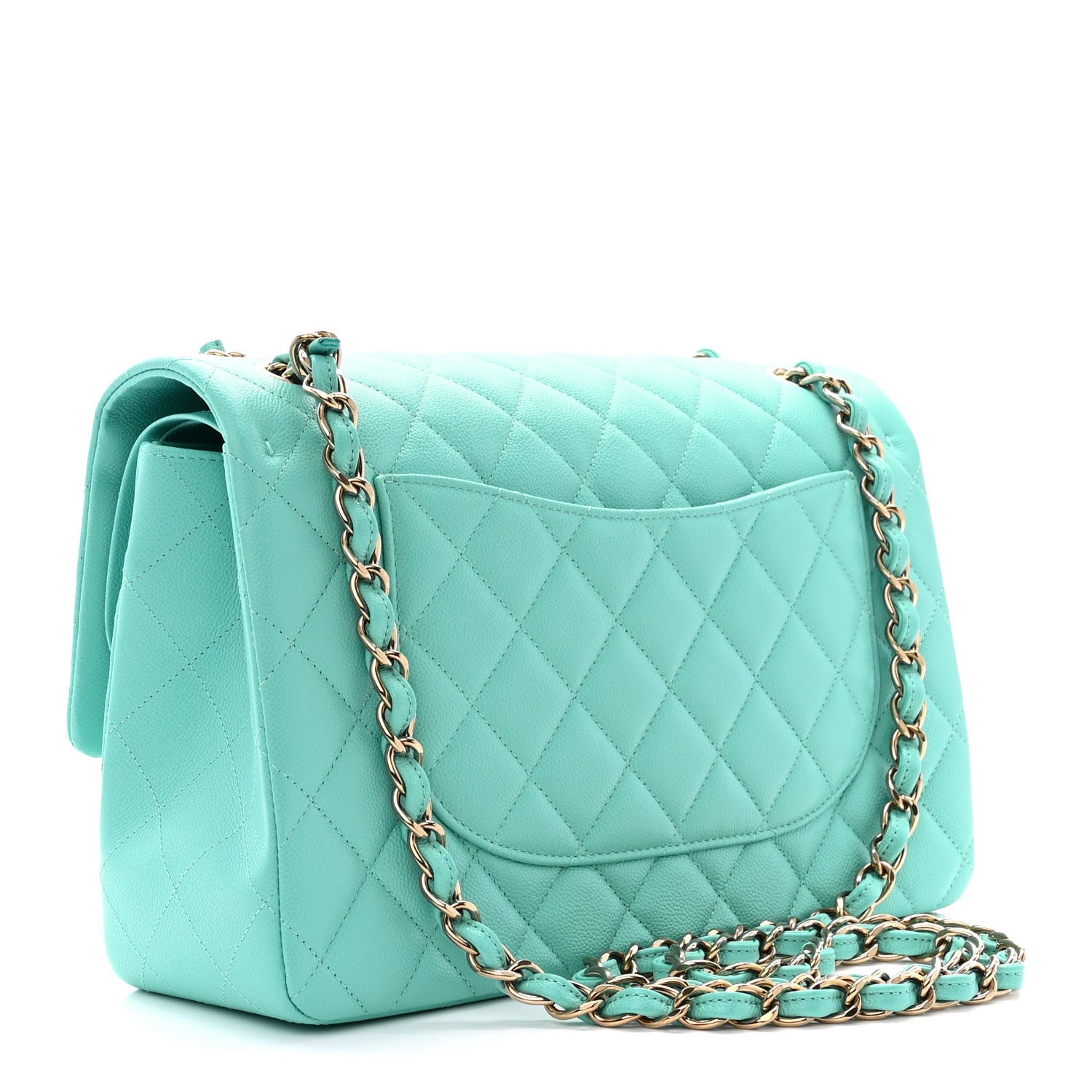 Chanel Caviar Quilted Jumbo Double Flap Turquoise 3 of 11