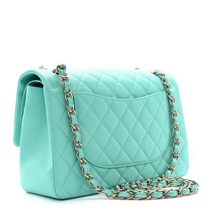 Chanel Caviar Quilted Jumbo Double Flap Turquoise 3 of 11
