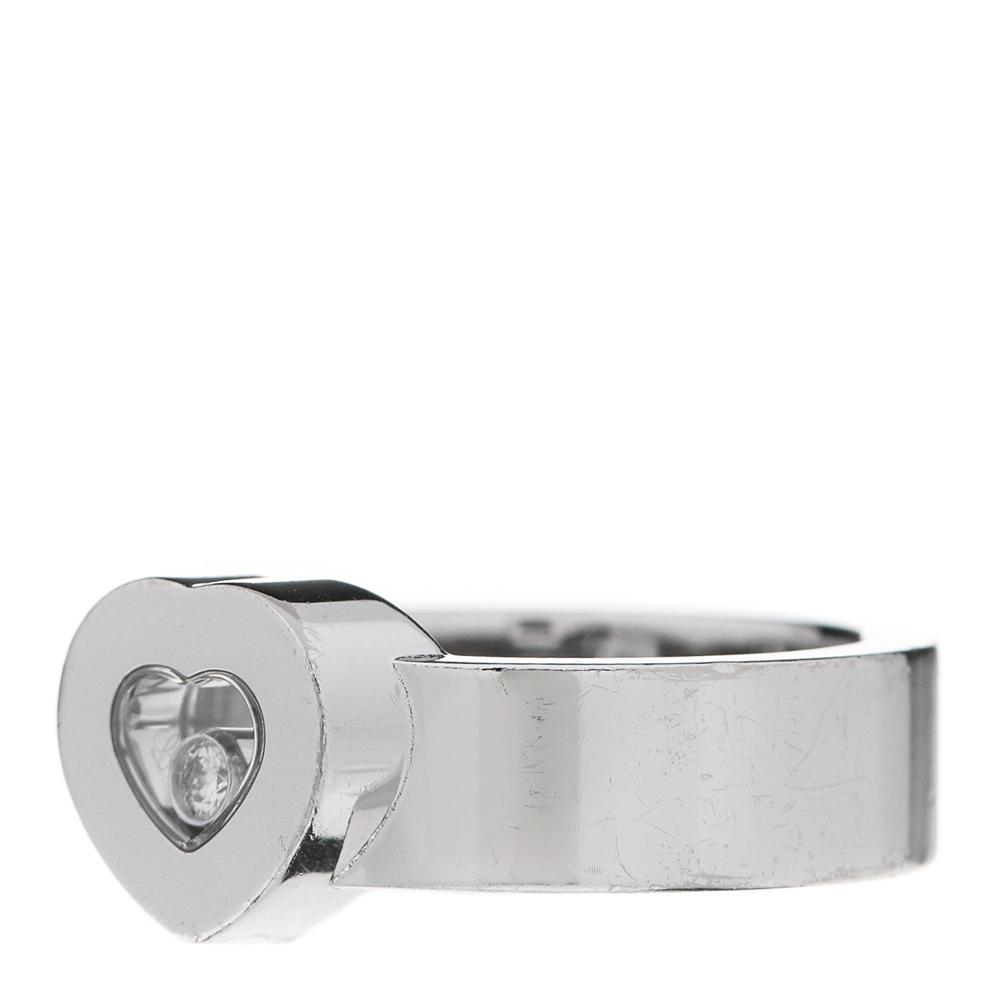 18K White Gold Diamond Happy Diamonds Icons Heart Wide Ring 54 6.75