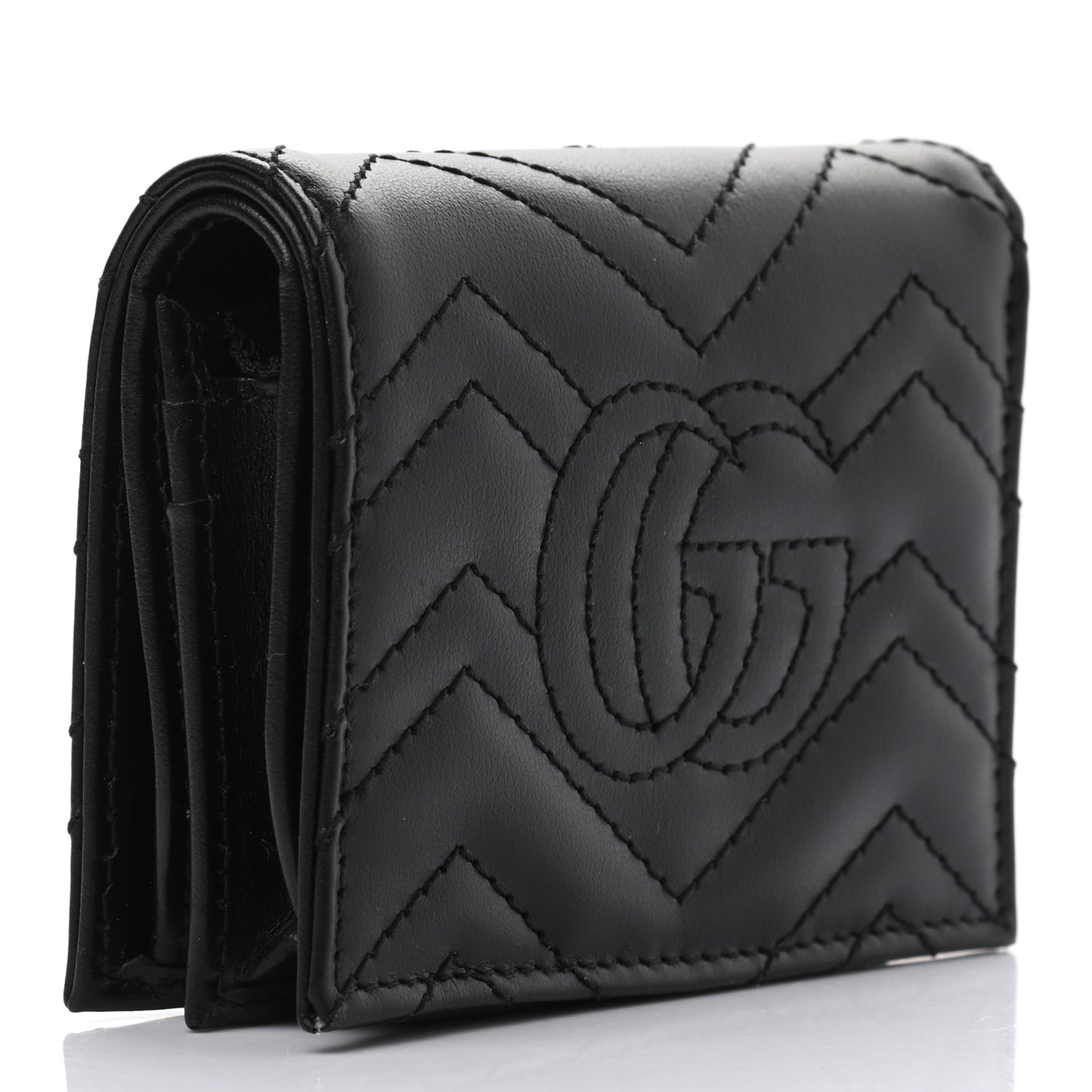 Calfskin Matelasse GG Marmont Card Case Wallet Black