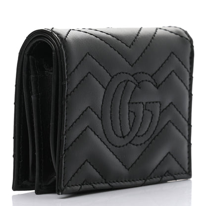 Gucci Calfskin Matelasse GG Marmont Card Case Wallet Black 3 of 7