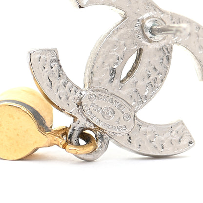 Chanel Crystal Star Drop CC Earrings Silver Gold 4 of 5