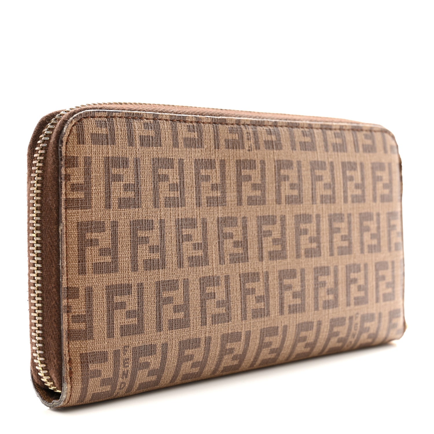 Fendi Zucchino Spalmati Forever Zip Around Wallet Nocciola 3 of 12