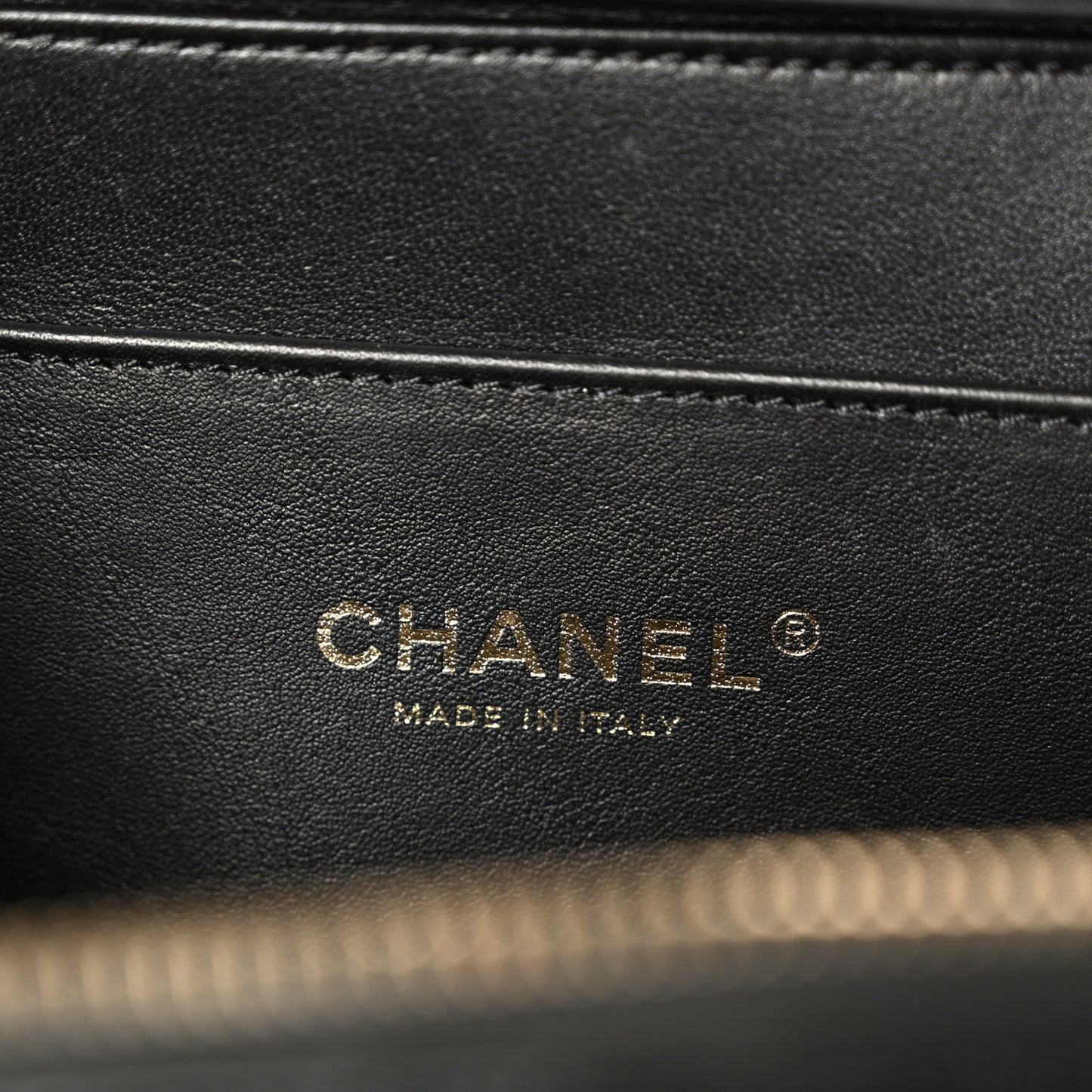 Shiny Calfskin Quilted Top Handle Vanity Black