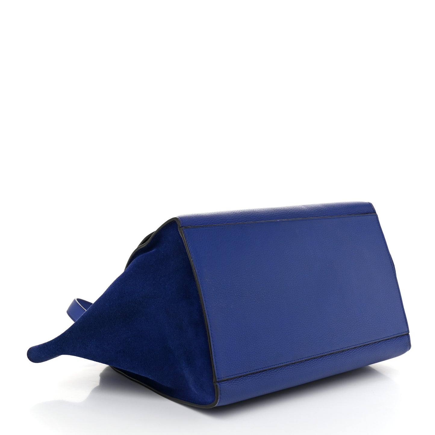 Drummed Calfskin Suede Medium Trapeze Indigo