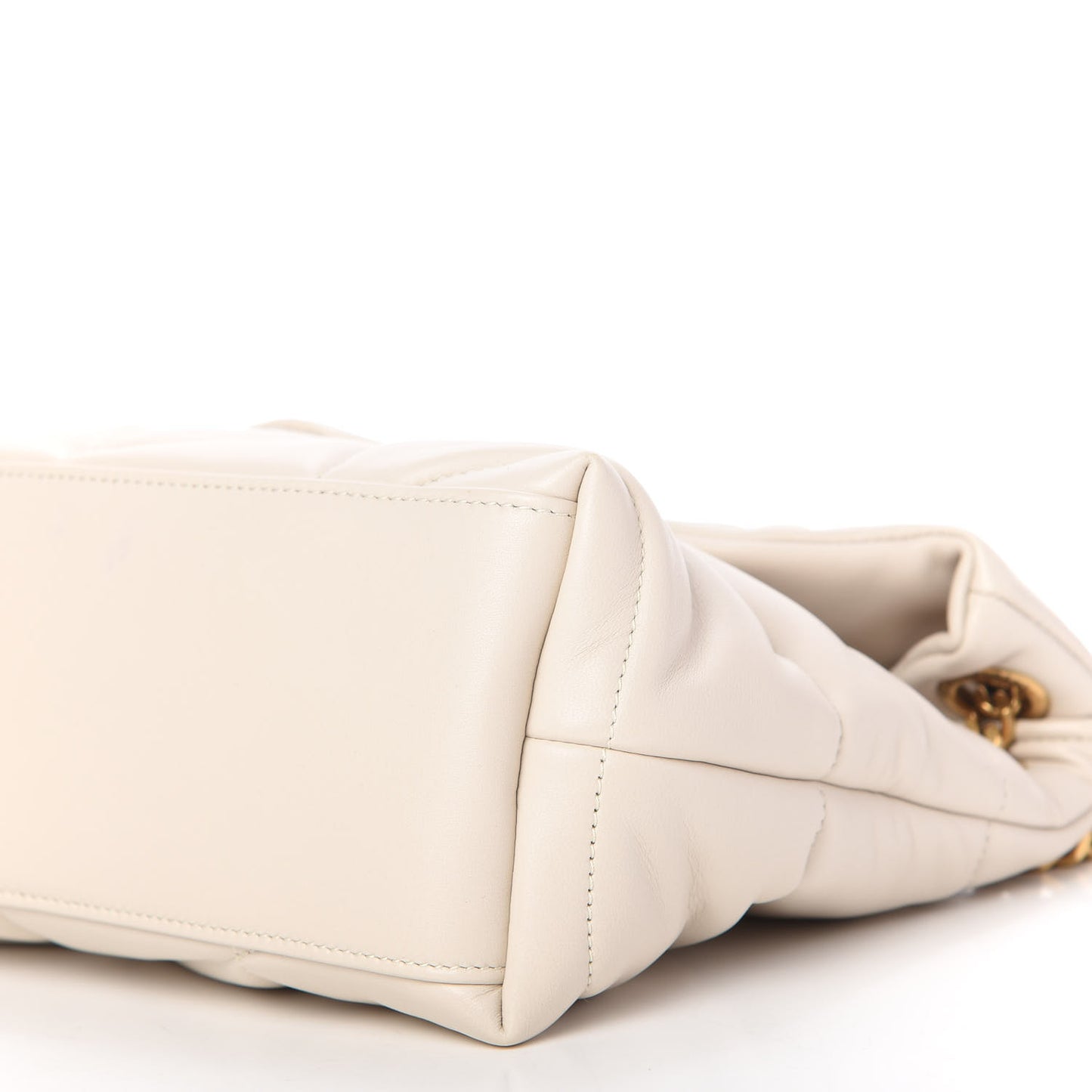 Lambskin Quilted Small Loulou Puffer Monogram Chain Satchel Crema Soft