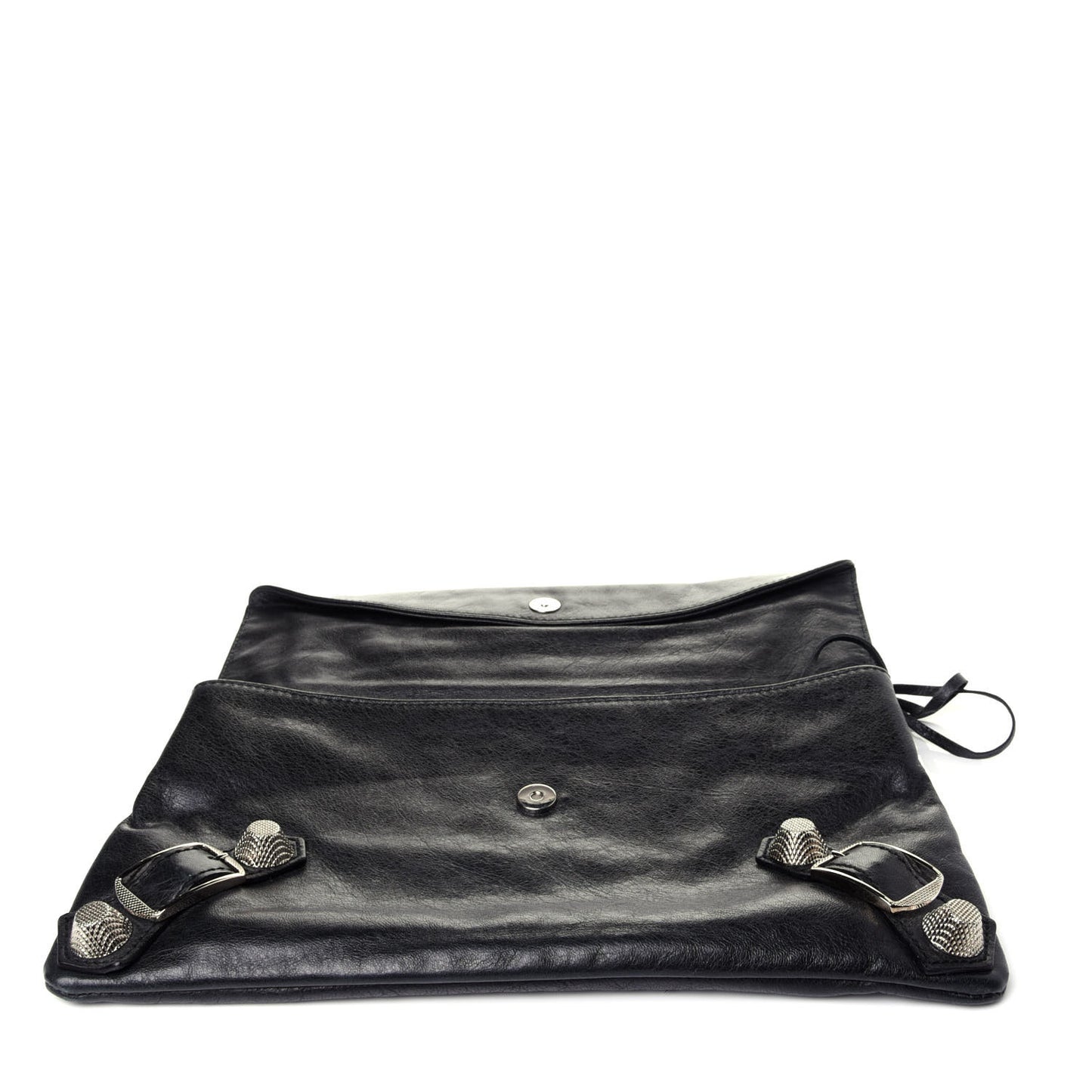 Agneau Giant 21 Silver Hardware Envelope Clutch Black