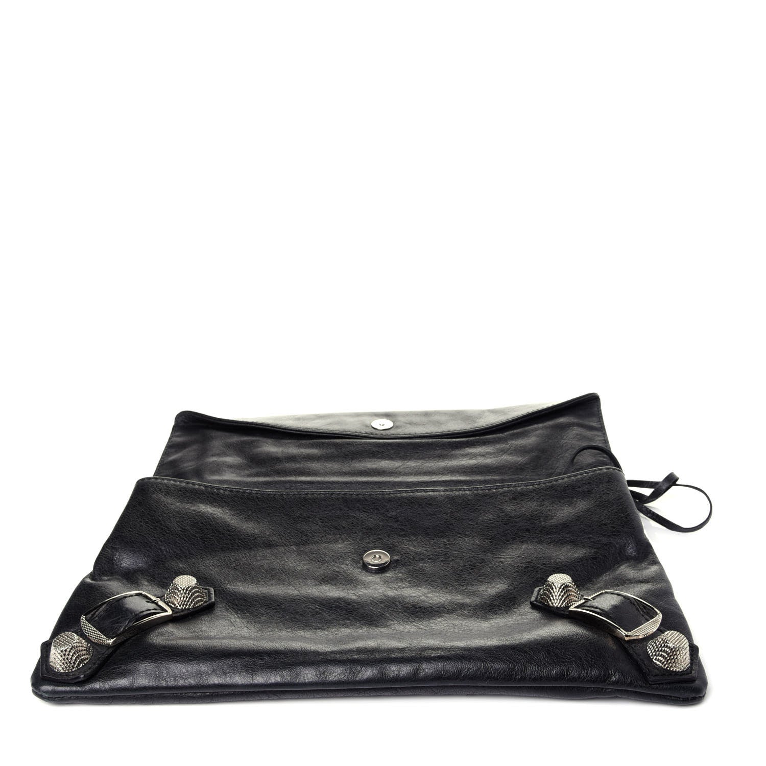 Balenciaga Agneau Giant 21 Silver Hardware Envelope Clutch Black 9 of 10