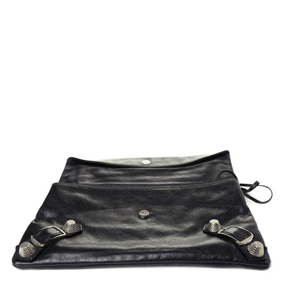 Balenciaga Agneau Giant 21 Silver Hardware Envelope Clutch Black 9 of 10