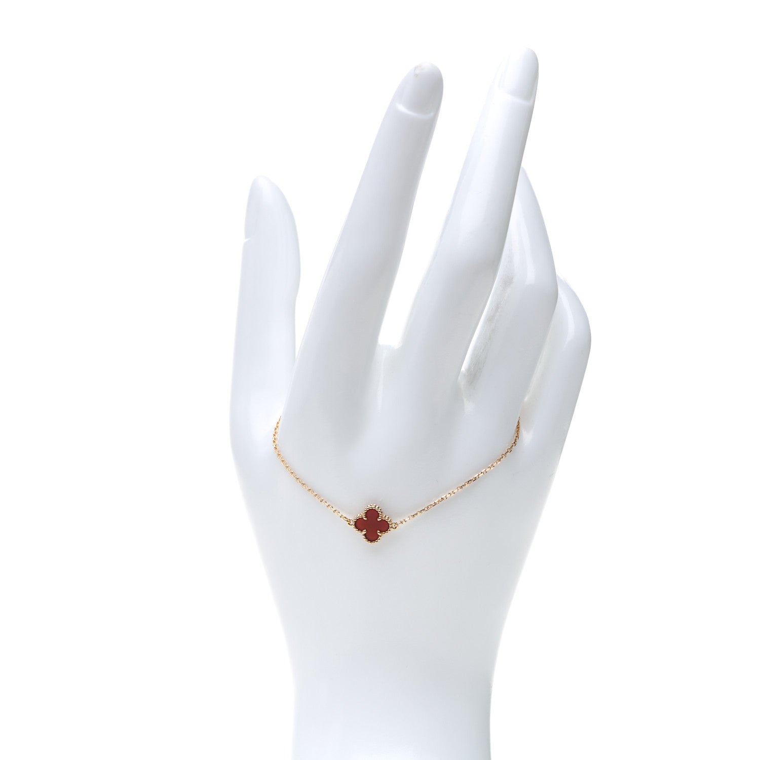 Van Cleef & Arpels 18K Rose Gold Carnelian Sweet Alhambra Bracelet 2 of 8