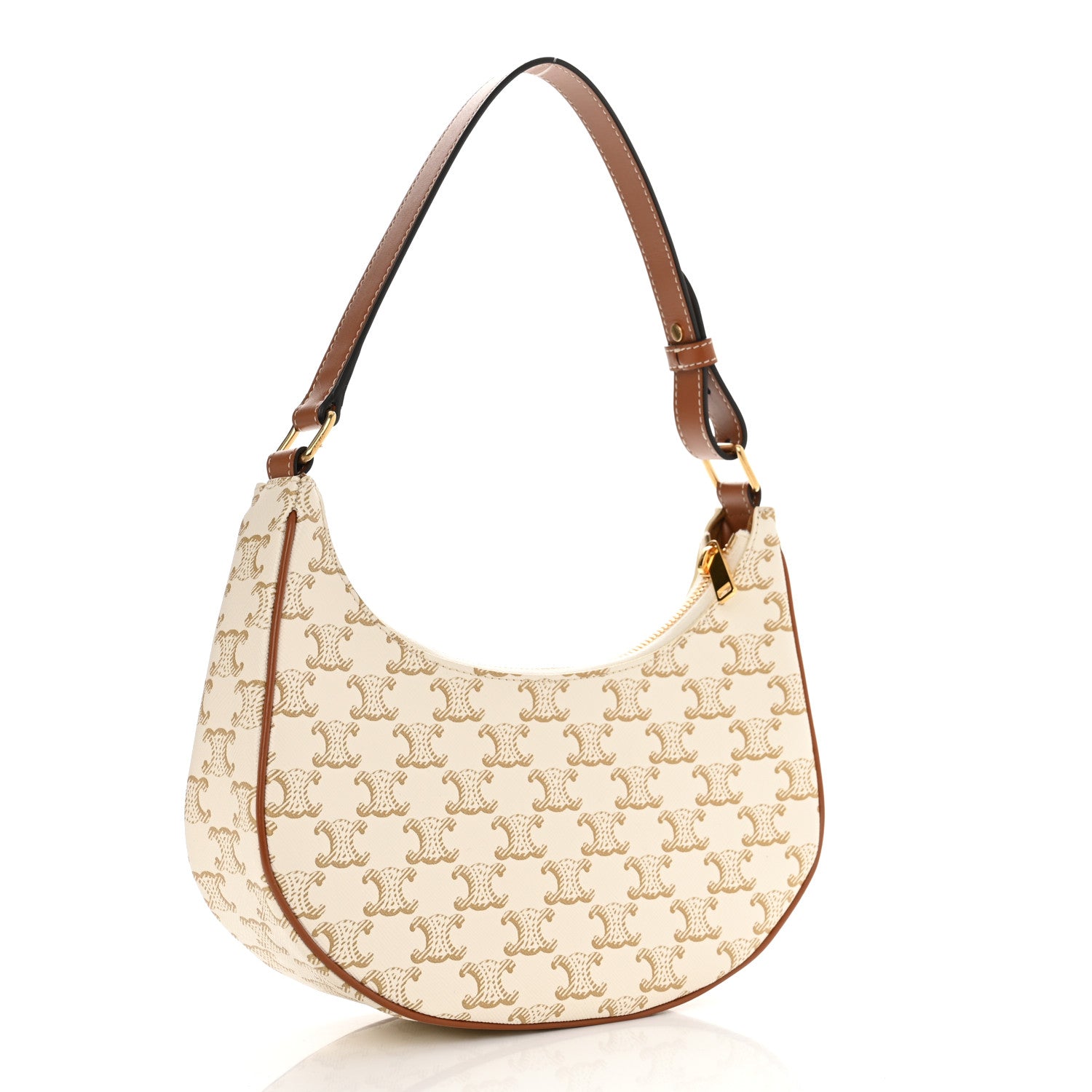 Celine Canvas Calfskin Ava Triomphe Shoulder Bag White 2 of 11