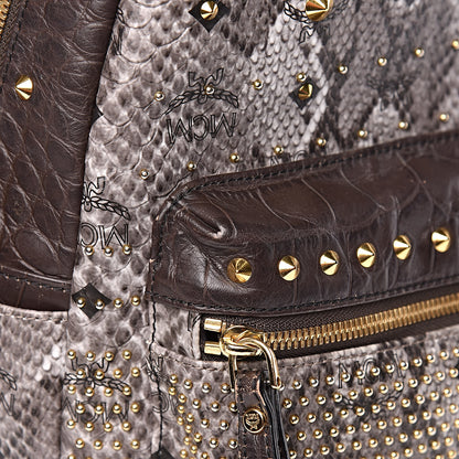 MCM Visetos Snakeskin Printed Studded Small Stark Backpack Light Grey 12 of 15