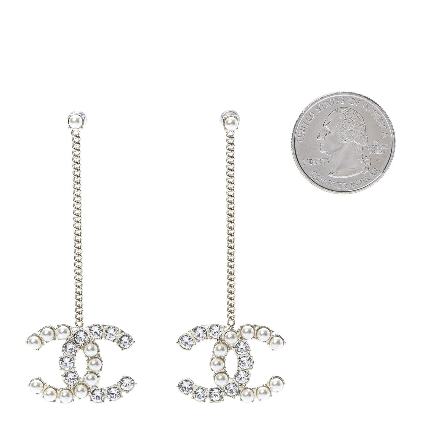 Crystal Pearl Dazzling Domino Drop Earrings Matte Gold