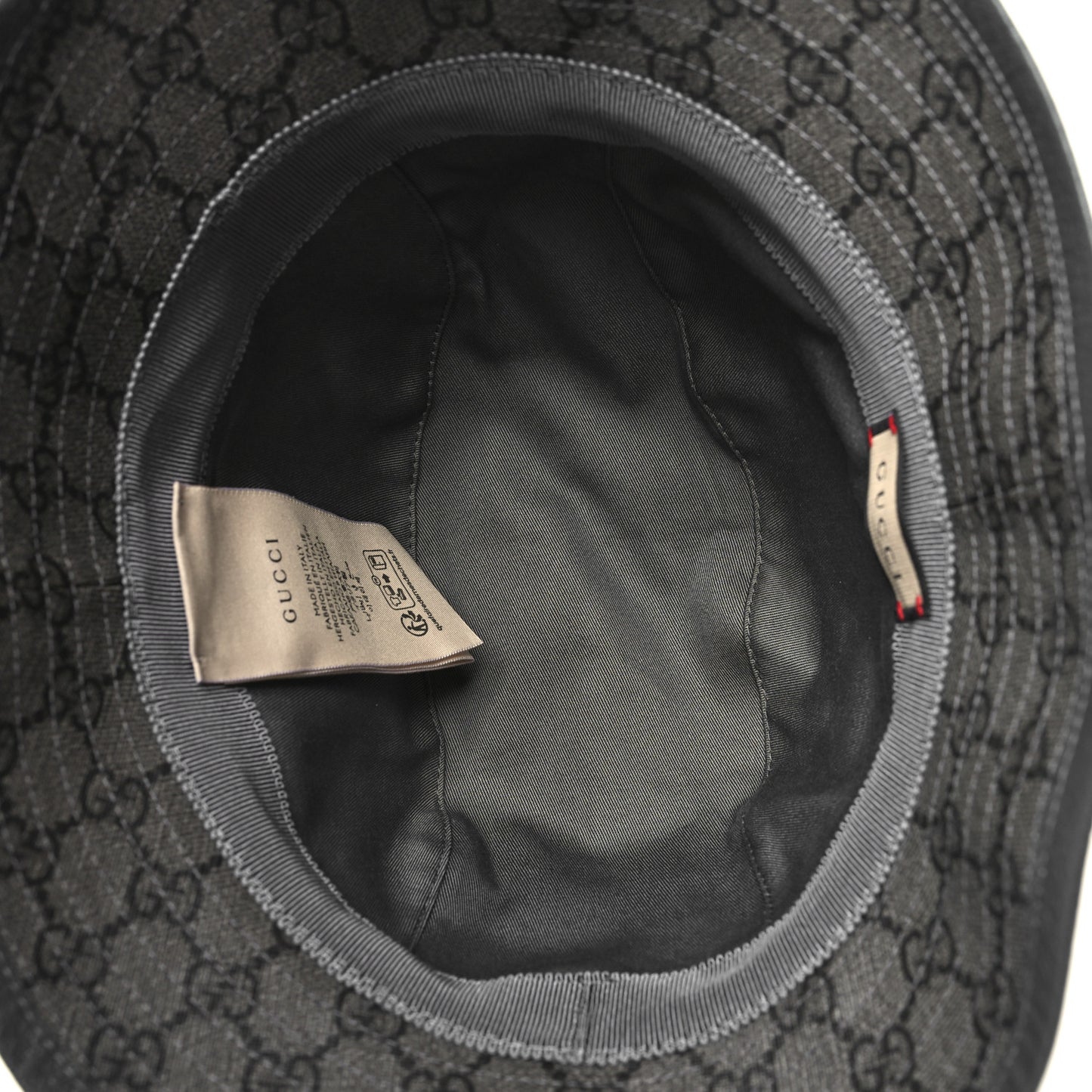 GG Supreme Monogram Textured Dollar Calfskin GG Blackie Fedora Hat S Grey Black Graphite